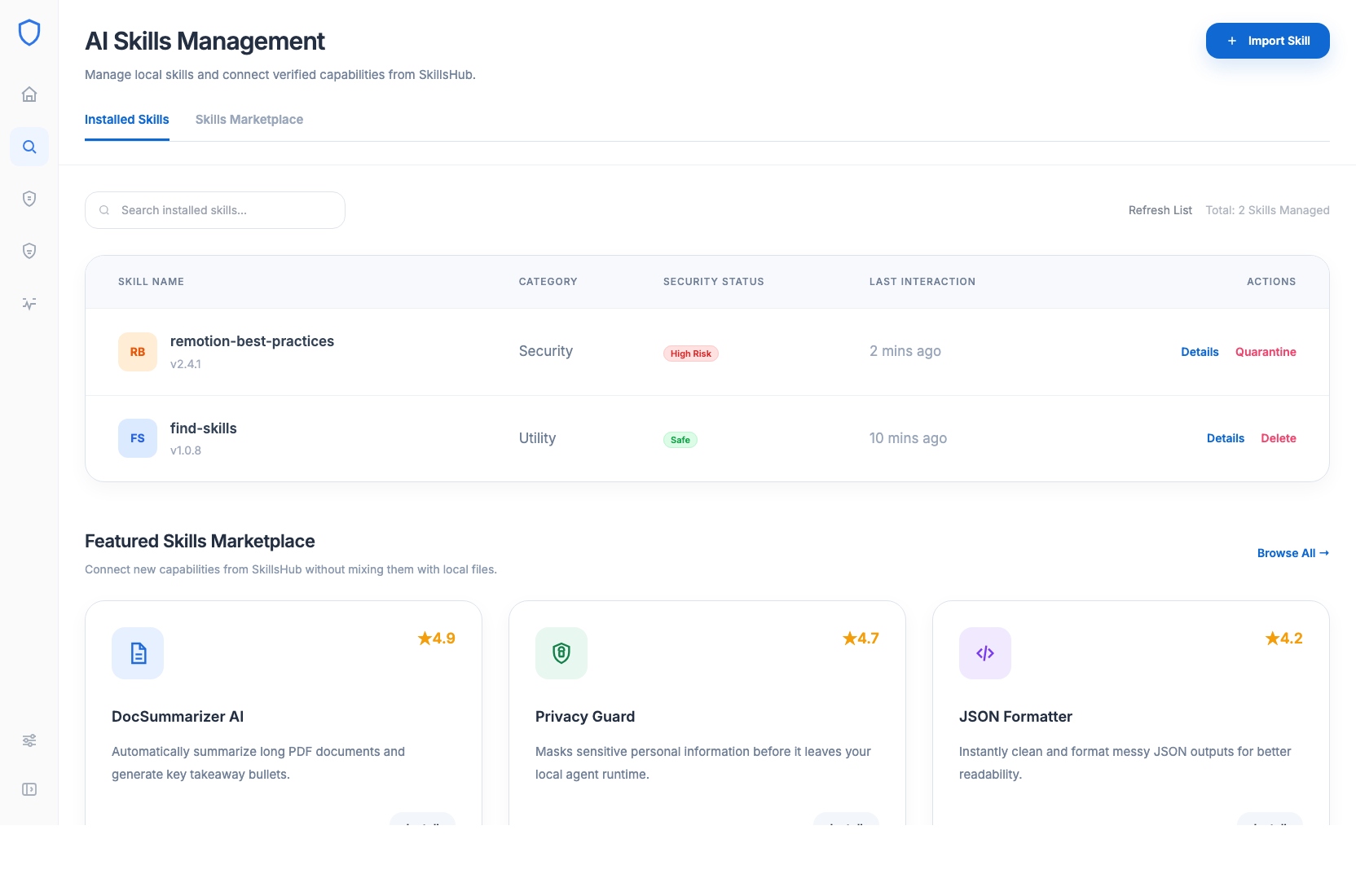 AOS Desktop Skill 管理